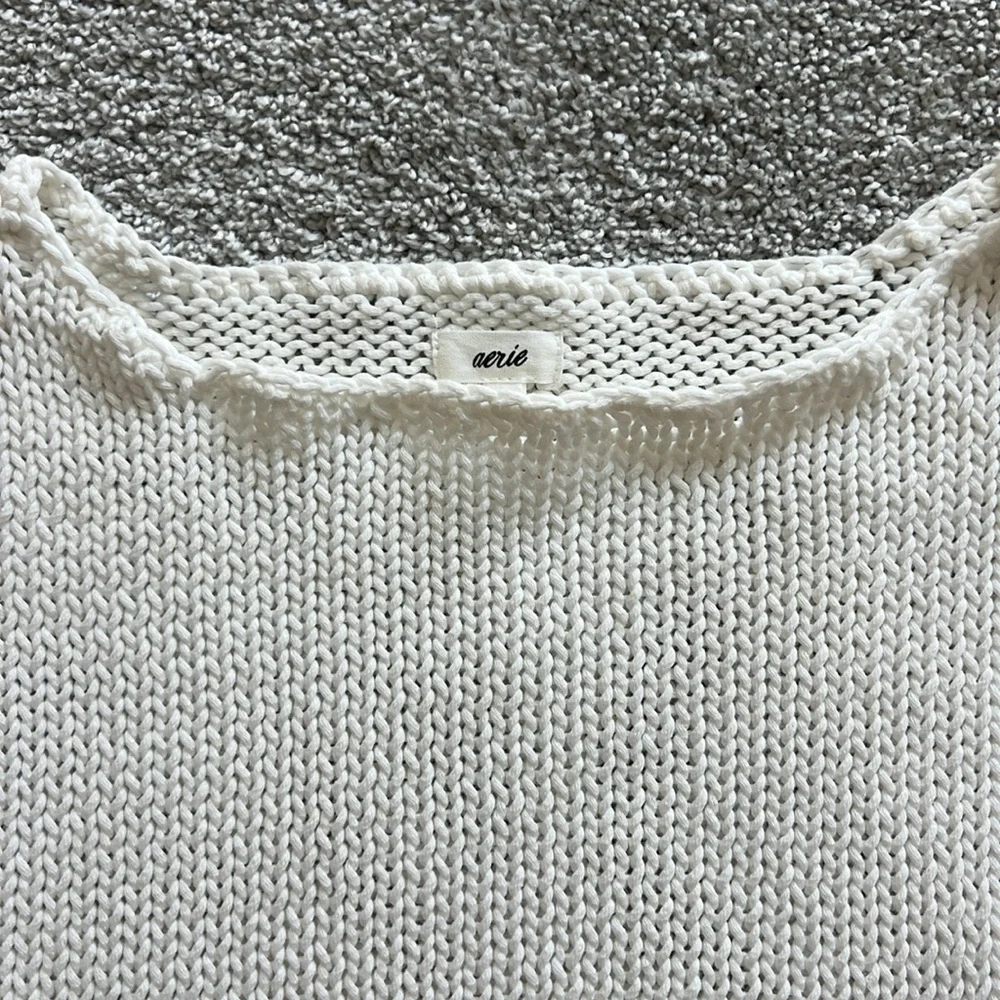 Women's Small Cropped White Sweater - Picture 2 of 3